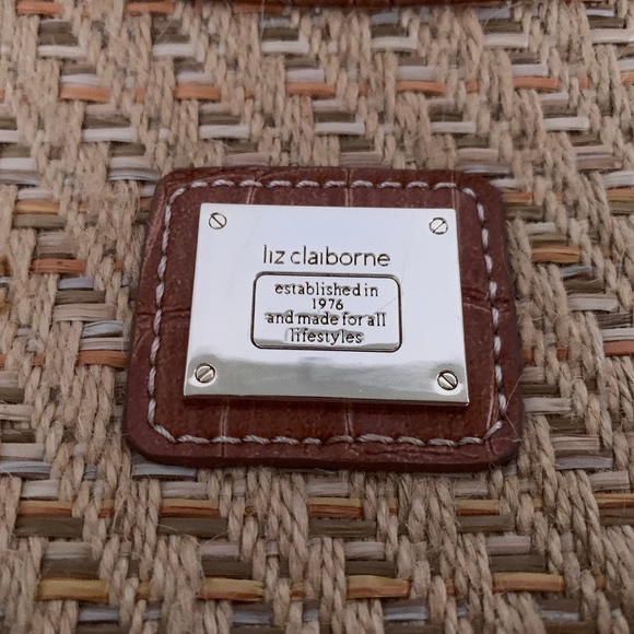 Liz Claiborne Straw Purse Shoulder Bag Beige Tan - Picture 5 of 8